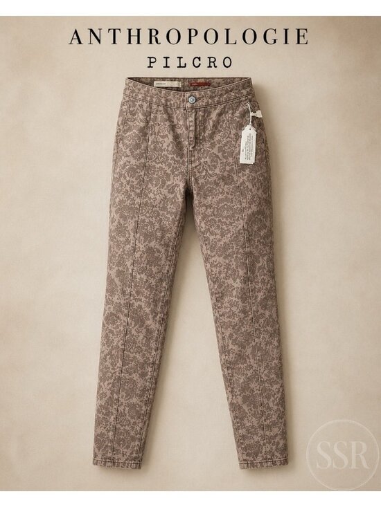 Pilcro Denim - Anthropologie Pilcro Letterpress High Rise Floral Denim Leggings Jeans 27 NWT
